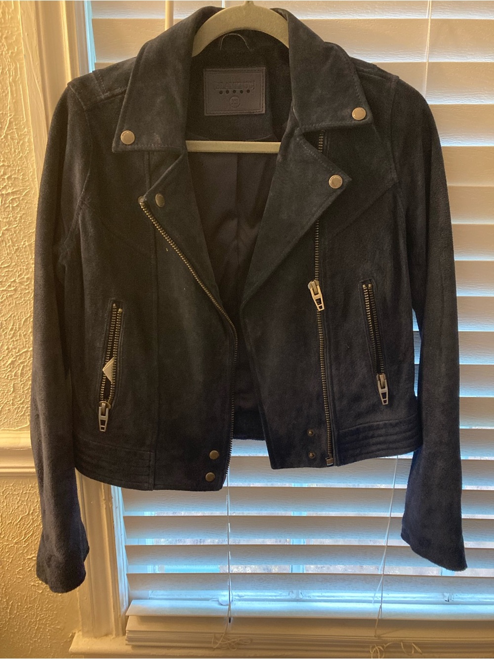 Anthropologie Black Suede Moto Jacket